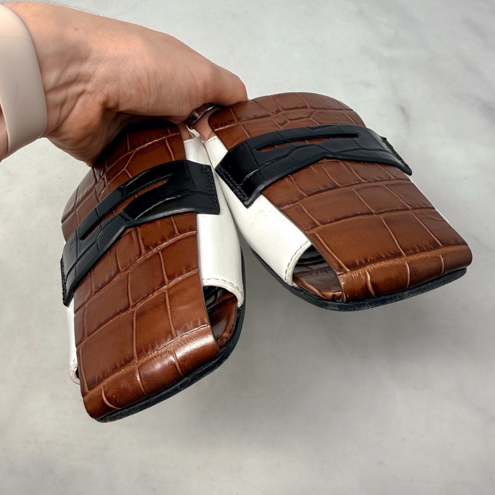 Burberry Beckswalk Leather Croc Backless Slide Mule Loafer Flat Shoes Colorblock - Picture 5 of 13